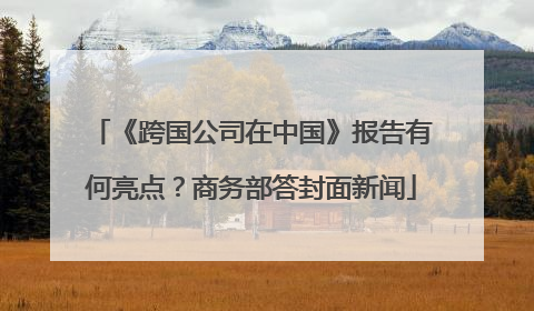 《跨国公司在中国》报告有何亮点？商务部答封面新闻