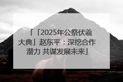 「2025年公祭伏羲大典」赵东平：深挖合作潜力 共谋发展未来