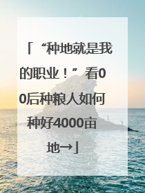 “种地就是我的职业！”看00后种粮人如何种好4000亩地→