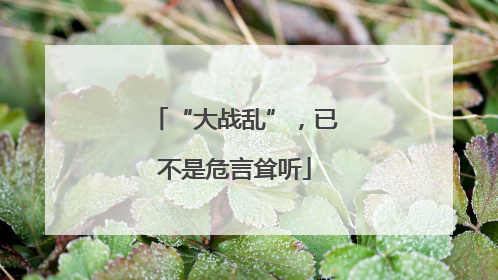 “大战乱”，已不是危言耸听