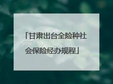 甘肃出台全险种社会保险经办规程