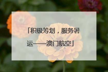 积极筹划，服务暑运——澳门航空