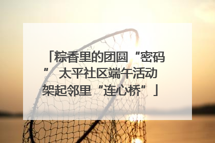 粽香里的团圆“密码” 太平社区端午活动架起邻里“连心桥”