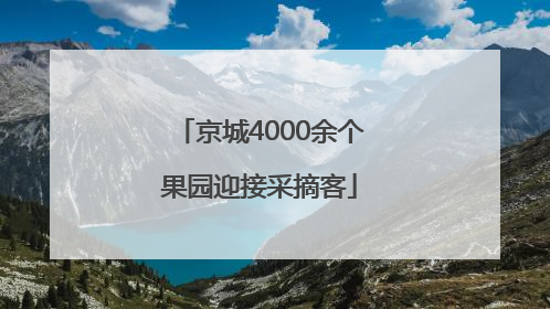 京城4000余个果园迎接采摘客
