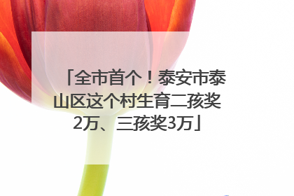 全市首个！泰安市泰山区这个村生育二孩奖2万、三孩奖3万