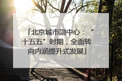 北京城市副中心：“十五五”时期，全面转向内涵提升式发展
