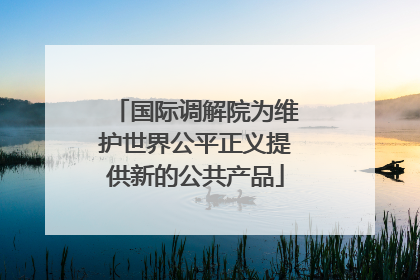 国际调解院为维护世界公平正义提供新的公共产品