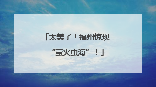 太美了！福州惊现“萤火虫海”！