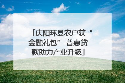 庆阳环县农户获“金融礼包” 普惠贷款助力产业升级