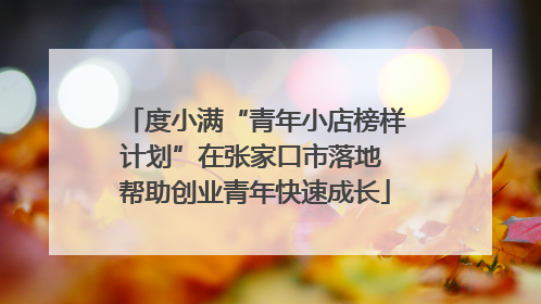 度小满“青年小店榜样计划”在张家口市落地 帮助创业青年快速成长