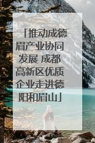 推动成德眉产业协同发展 成都高新区优质企业走进德阳和眉山