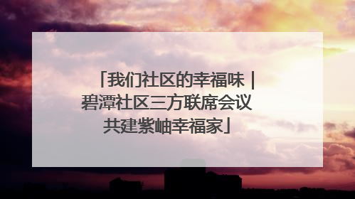 我们社区的幸福味｜碧潭社区三方联席会议共建紫岫幸福家
