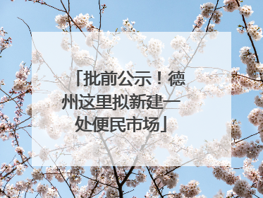 批前公示！德州这里拟新建一处便民市场