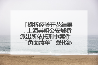 枫桥经验开花结果，上海崇明公安城桥派出所依托刑事案件“负面清单”强化派出所“主防”