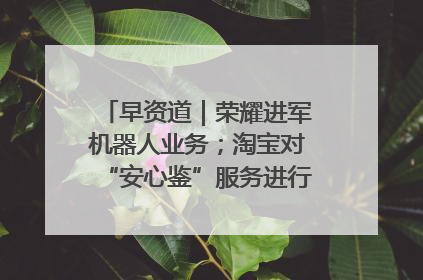 早资道｜荣耀进军机器人业务；淘宝对“安心鉴”服务进行逐步下线调整