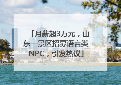 月薪超3万元，山东一景区招募语言类NPC，引发热议