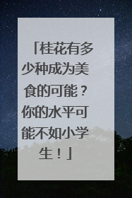 桂花有多少种成为美食的可能？你的水平可能不如小学生！