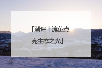 潮评丨流萤点亮生态之光