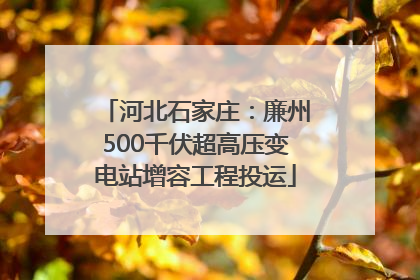 河北石家庄：廉州500千伏超高压变电站增容工程投运