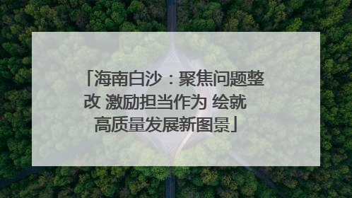 海南白沙：聚焦问题整改 激励担当作为 绘就高质量发展新图景