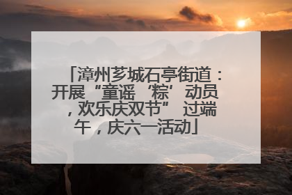 漳州芗城石亭街道：开展“童谣‘粽’动员，欢乐庆双节” 过端午，庆六一活动