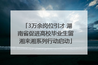 3万余岗位引才 湖南省促进高校毕业生留湘来湘系列行动启动